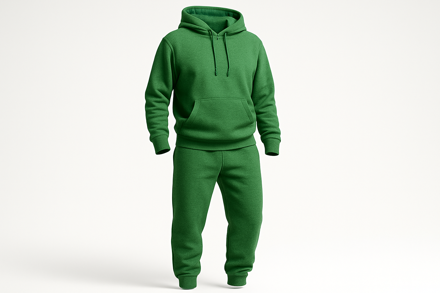 a pair of green matching hoodie and pants set just floating